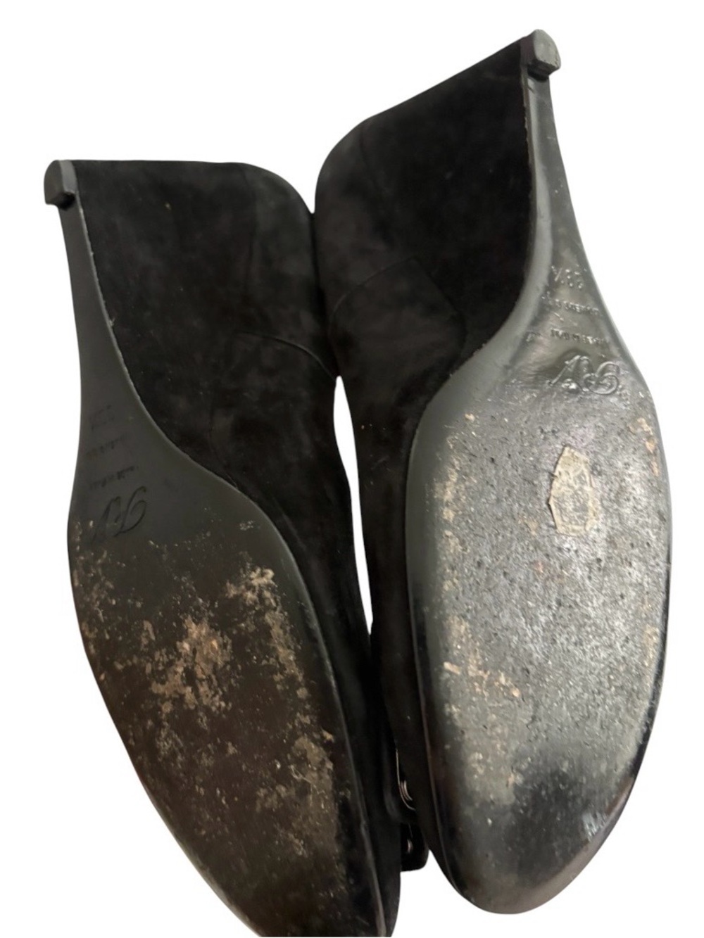 Black Women's Suede Square-Toe Pumps with Decorative Buckle - Picture 3 of 5
